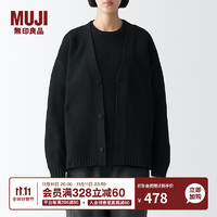 无印良品（MUJI）Labo 男女通用 可水洗 V领开衫 针织毛衣外套秋冬款 黑色 XL（180/96A）