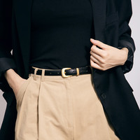 牛当家女士细皮带真皮针扣腰带简约复古百搭裤带礼盒装 1.9CM黑色 100cm