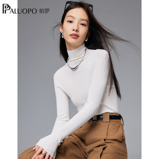 PALUOPO 帕罗 秋冬纯羊毛衫女士针织时尚高领 23296 白色 95/S