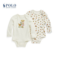 Polo Ralph Lauren 拉夫劳伦婴童 23年秋2件装Polo小熊棉哈衣RL40696 101-白色 12M