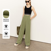 【有趣极简】秋季港风通勤休闲阔腿微弹阔腿长裤女压褶显瘦裤子