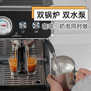 Barsetto百胜图咖啡机家用小型商用二代V1双锅炉全半自动意式研磨一体机 米白色02S 【自带电子秤】