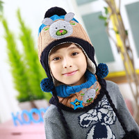 kocotree kk树 树宝帽子围巾套装冬季男童女童儿童帽子两件套秋冬帽 藏青A款 19.9