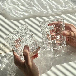 惠寻京东自有品牌 清新森系藤玻璃杯家用浮雕水杯咖啡杯饮料杯 藤玻璃杯1个 矮款 255ml