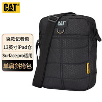 CAT卡特单肩斜挎包休闲单肩包13英寸iPad包男邮差包户外暗纹黑 84058