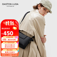 GASTON LUGA女士斜挎包防泼水女包手提通勤方包单肩女皮包高级感纯色 典雅黑
