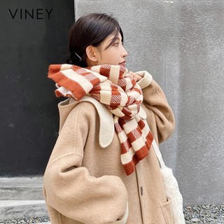 【】Viney围巾女冬季2023围脖女格子仿羊绒披肩女