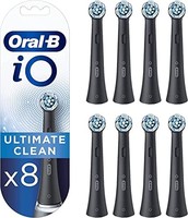 Oral-B 欧乐-B 欧乐B iO Ultimate Clean 电动牙刷头，扭曲和倾斜的刷毛，可更深入地去除牙菌斑，8 件装，黑色