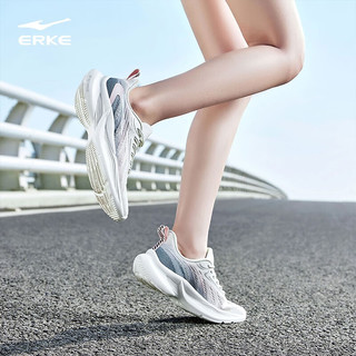 鸿星尔克（ERKE）【掣影】运动鞋女季软底减震跑步鞋透气网面慢跑鞋子 橡芽白/杏花粉 39