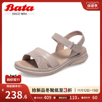 Bata 拔佳 舒适凉鞋夏季商场新款羊皮厚底松糕底一字带凉鞋AHT02BL2