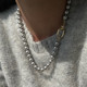 TMOWO 施家真多麻银灰色珍珠时尚项链强光复古时尚毛衣链