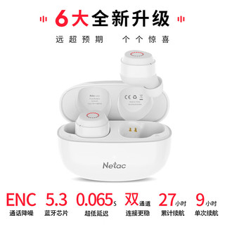 Netac 朗科 LK55 真无线入耳式降噪蓝牙耳机 音乐游戏运动耳机 安卓苹果手机通用 米白色