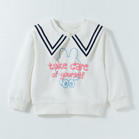 贝贝怡童装女童套头卫衣秋季儿童衣服上衣休闲洋气装 白色 110cm(身高100-110CM)