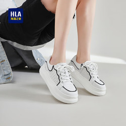 HLA 海澜之家 女鞋百搭厚底板鞋透气运动休闲鞋子HDAYXW2ACY182 白黑色37