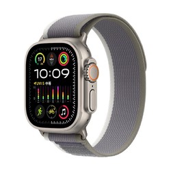 Apple 苹果 Watch Ultra2 智能手表 49毫米钛金属表壳绿配灰色野径回环式表带M/L eSIM手表MRFP3CH/A