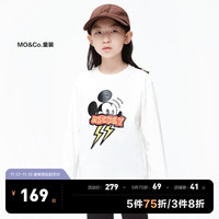 Little MO&CO. 抑菌 迪士尼米奇IP little moco童装装男女童纯棉长袖T恤 本白色 140/64
