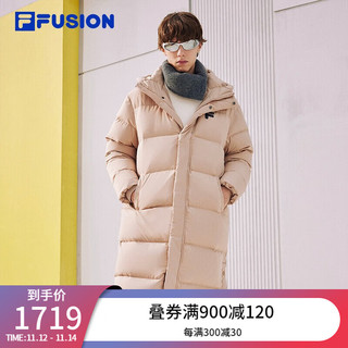 FILAFUSION斐乐潮牌长款羽绒服保暖加厚男女装连帽上衣 暖糖咖-BN 190/108A/XXXL