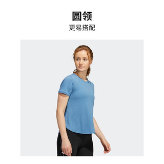 adidas阿迪达斯女装运动上衣圆领短袖T恤HD9565 蚀变蓝/白色 A/XL