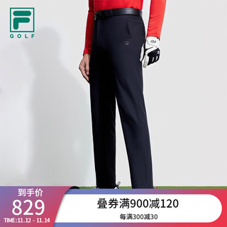 FILA 斐乐男士梭织长裤2023冬基础高尔夫运动直口裤 深黑-BK 175/84A/L