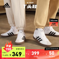 adidas「T头鞋」阿迪达斯轻运动VL COURT 3.0男女休闲运动板鞋 白色/黑色/灰色 41(255mm)