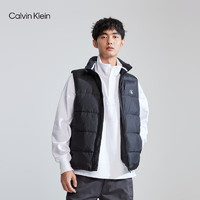 Calvin Klein Jeans男女同款印花鸭绒绗缝立领羽绒马甲背心ZM02472 BEH-太空黑 XL