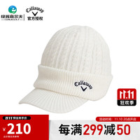 Callaway卡拉威 高尔夫球帽女士针织保暖球帽带护耳 5223668 白色