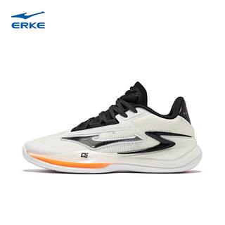 ERKE 鸿星尔克 篮球鞋男新款防滑减震运动鞋实战耐磨球鞋 尔克白/正黑(天鹅) 42