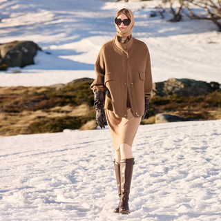 GLORIA 歌莉娅 冬季  天丝羊毛连袖外套  1BDC6E0W0 86Y咖啡色（预计11月21日发货） M（预计11月21日发货）