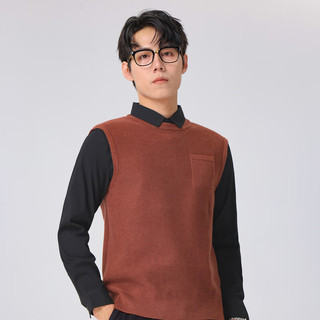 真维斯男装 简约纯色休闲舒适大方保暖针织衫KL 啡色2900 190/108B/XXL