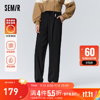 Semir 森马 休闲裤 女 加绒卫裤 宽松束脚长裤简约风 黑色90001 165/70A/L