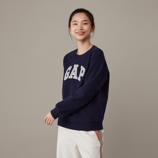 Gap 盖璞 女装冬季2023LOGO碳素软磨抓绒卫衣841070宽松运动上衣 海军蓝 175/92A(XL)亚洲尺码