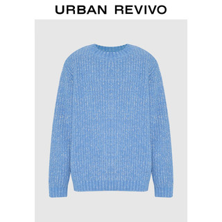 URBAN REVIVO UR冬男装纯色圆领小小织针织衫UMF930033 蓝色 S