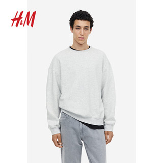 H&M 男装卫衣简约套头圆领休闲长袖上衣浅蓝色