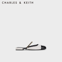 CHARLES&KEITH23冬季链条袢带拼头穆勒拖鞋女CK1-70900488 White白色 37