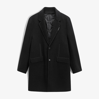 GXG男装 商场同款黑色简约时尚长款大衣 23年冬季GEX12628524 黑色 180/XL