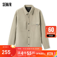 森马（Semir）森马长袖衬衫男肌理感灯芯绒经典通勤上衣 烟灰卡50596 180/96A/XL