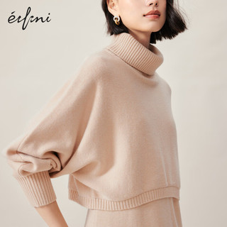 伊芙丽（eifini）伊芙丽高领宽松针织衫女冬 自然驼 155/80A/S