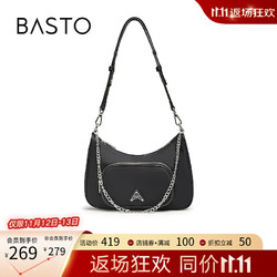 BASTO 百思图 2024春季商场同款时尚链条腋下包单肩包女X3226AX4 黑色 F