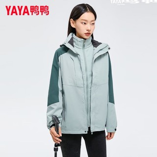 YAYA 鸭鸭羽绒服 鸭鸭（YAYA）三合一冲锋衣女短款2023年秋冬新款时尚户外连帽保暖外套JX 黑色 155/80A(S)