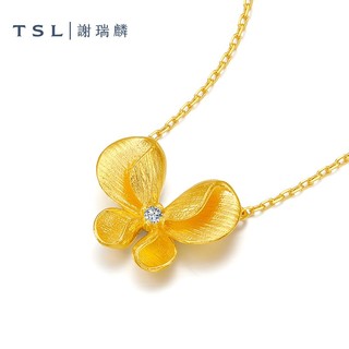 谢瑞麟（TSL）黄金项链女5G足金蝴蝶镶嵌钻石锁骨套链XL024 4.25g（钻石共1颗，约2分） 工费约1460元