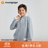 moodytiger 男童卫衣23年冬季青少年宽松保暖抓绒运动儿童装 极地冰灰 130cm
