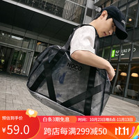 布兰奴(BULANNU)旅行包女大容量时尚潮牌透明防水旅游包果冻包男手提游泳包 黑色