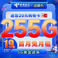 中国电信 CHINA TELECOM流量卡长期20年套餐 沧期卡19包225G通用+30G定向
