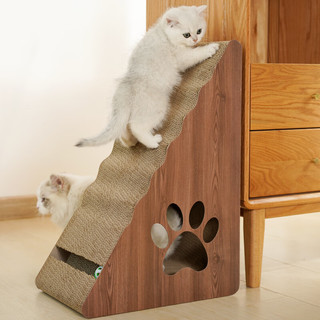 梵都宠舍猫抓板小号三角形猫抓板可磨爪节省空间带玩具铃铛球猫抓板