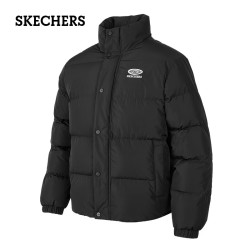 skechers斯凯奇户外短款羽绒服男女同款耐脏冬季立领防风保暖外套运动