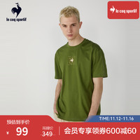乐卡克 法国公鸡男士春夏透气舒适运动圆领短袖T恤CB-0110222 杉木绿 L