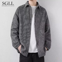 法格杜（FAGEDU）秋冬季男士韩版潮流上衣潮牌帅气休闲男士外套长袖衬衫 浅灰色 2XL
