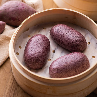 舒汇（SHUHUI）紫米紫薯包 营养粗粮紫薯包子夹心速冻即食方便早餐点心65g*6只