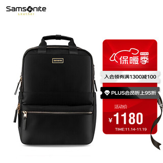 Samsonite 新秀丽 双肩包女 轻便背包通勤15.6英寸电脑包书包 黑色 NO0*09001