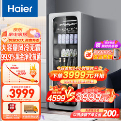 Haier 海爾 200升家用客廳辦公室冷藏柜暖藏冰吧能量吧茶葉飲料水果蔬菜保鮮柜小型冰箱冰河銀LC-200WLH9ES1
